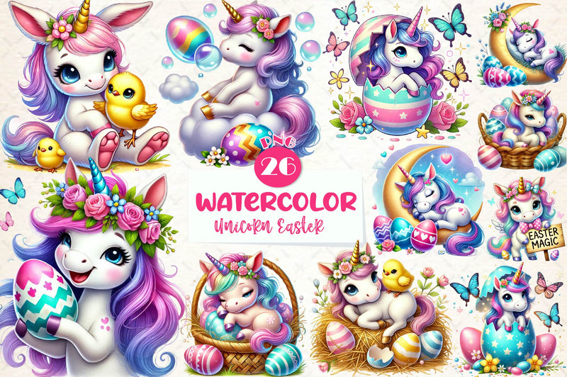 Newborn Unicorn Easter Day Clipart Bundle - CraftNest - Digital Crafting and Art