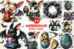 Funny Gothic Easter Clipart Bundle - CraftNest - Digital Crafting and Art