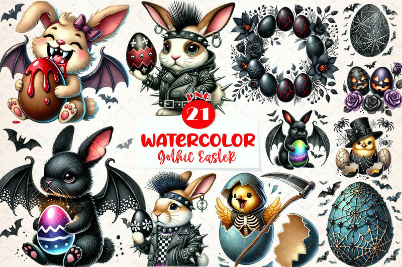 Funny Gothic Easter Clipart Bundle - CraftNest - Digital Crafting and Art