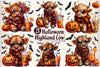 Cute Halloween Highland Cow Clipart Bundle