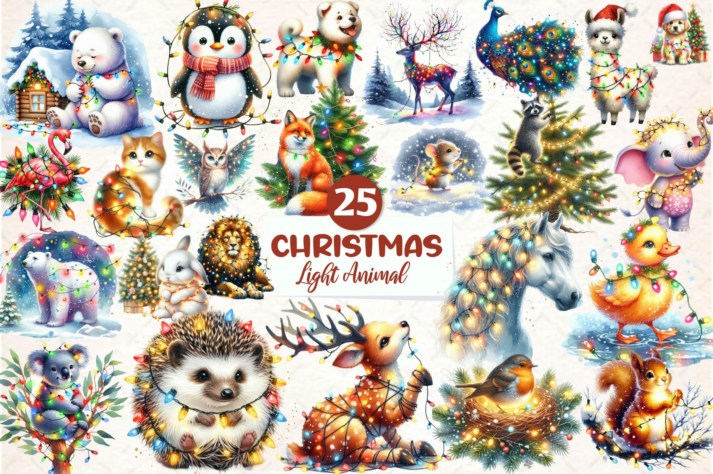 Christmas Light Animal Clipart Bundle - CraftNest - Digital Crafting and Art