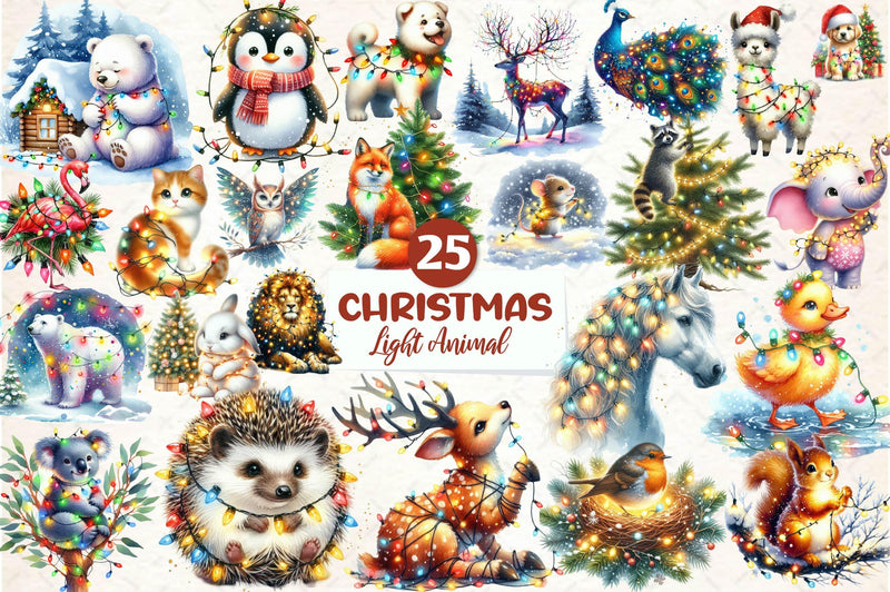 Christmas Light Animal Clipart Bundle - CraftNest - Digital Crafting and Art