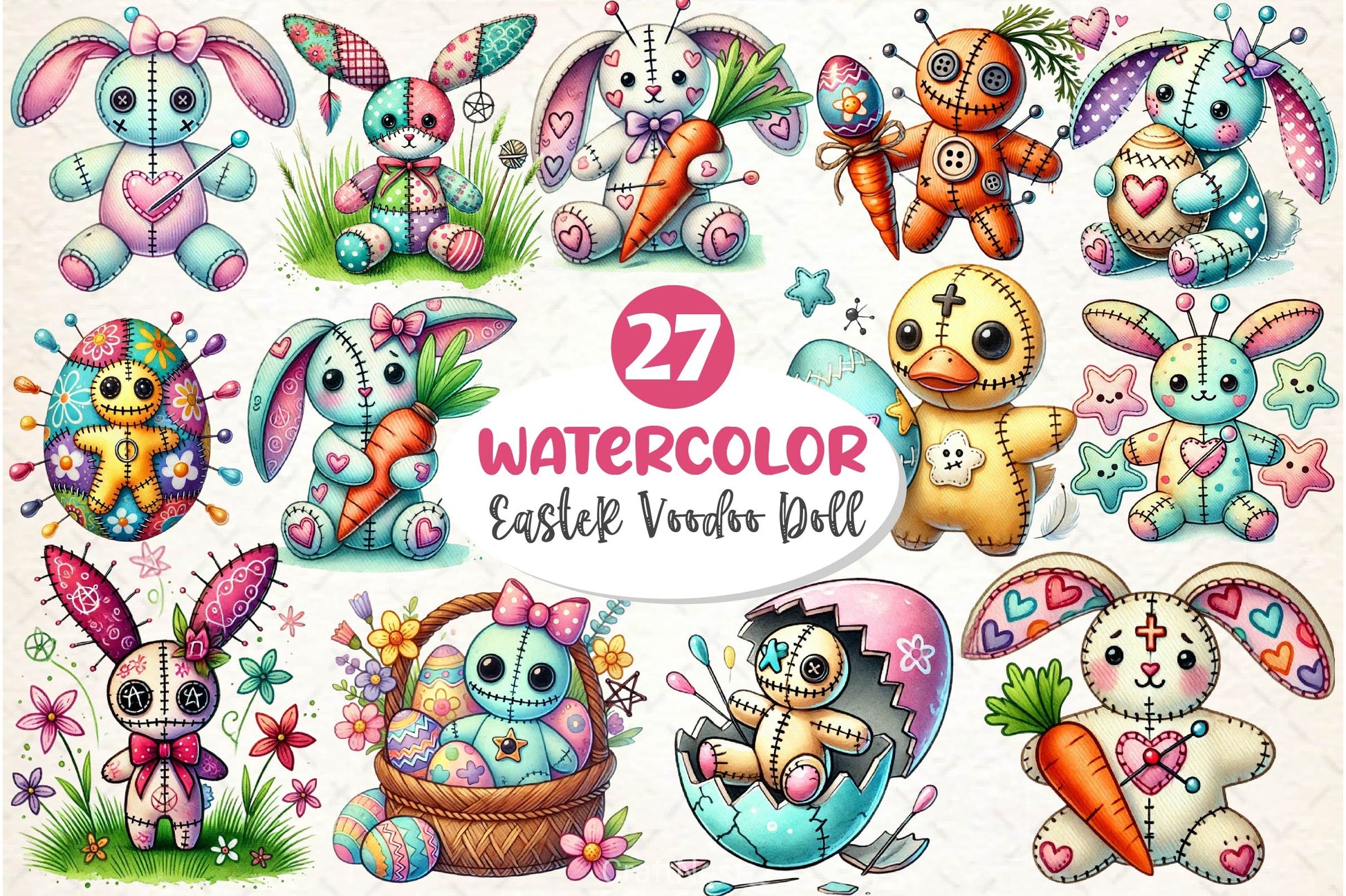 Cute Easter Voodoo Doll Clipart Bundle 2 - CraftNest - Digital Crafting and Art