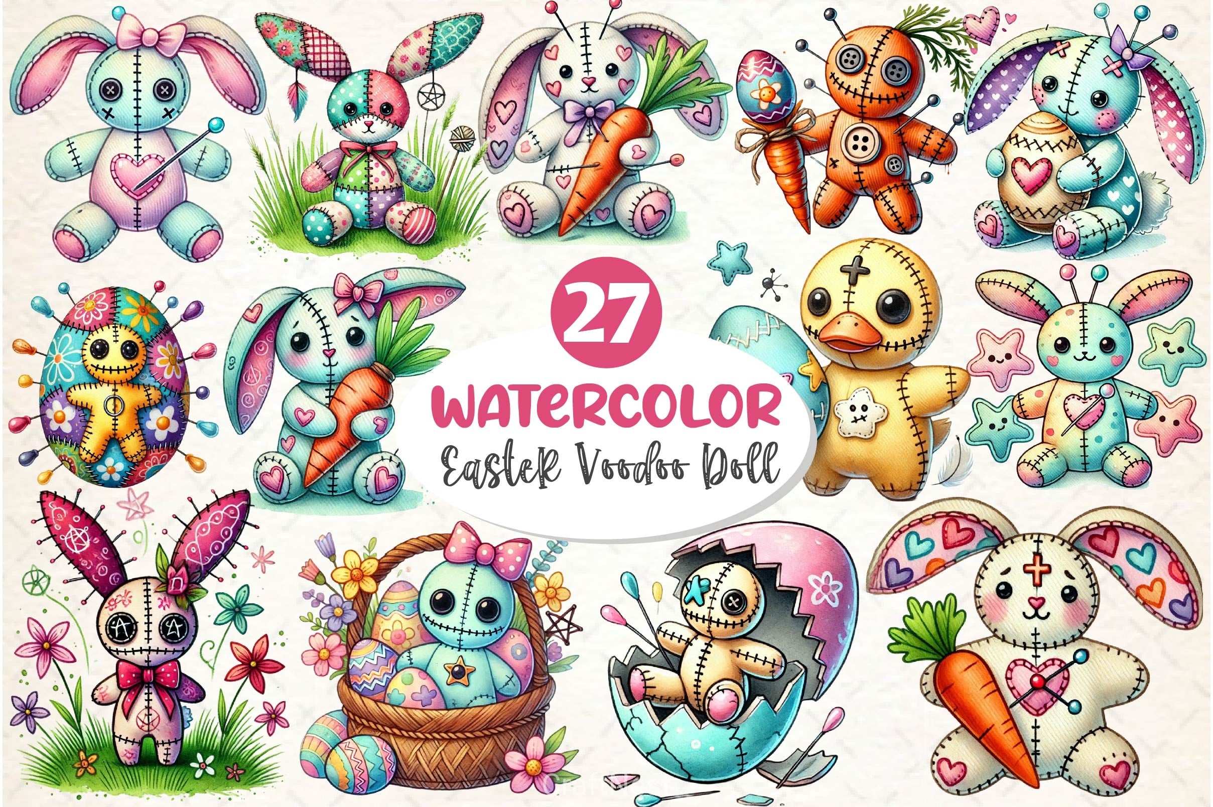 Cute Easter Voodoo Doll Clipart Bundle 2 - CraftNest - Digital Crafting and Art