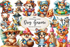 Beach Dog Gnome Collection Clipart Bundle - CraftNest - Digital Crafting and Art