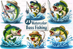 Bass Funny Fishing Clipart Bundle - CraftNest - Digital Crafting and Art
