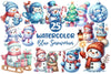 Christmas Pastel Blue Snowman Clipart Bundle