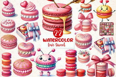 Macarons Valentine Day Love Sweet Clipart Bundle - CraftNest - Digital Crafting and Art