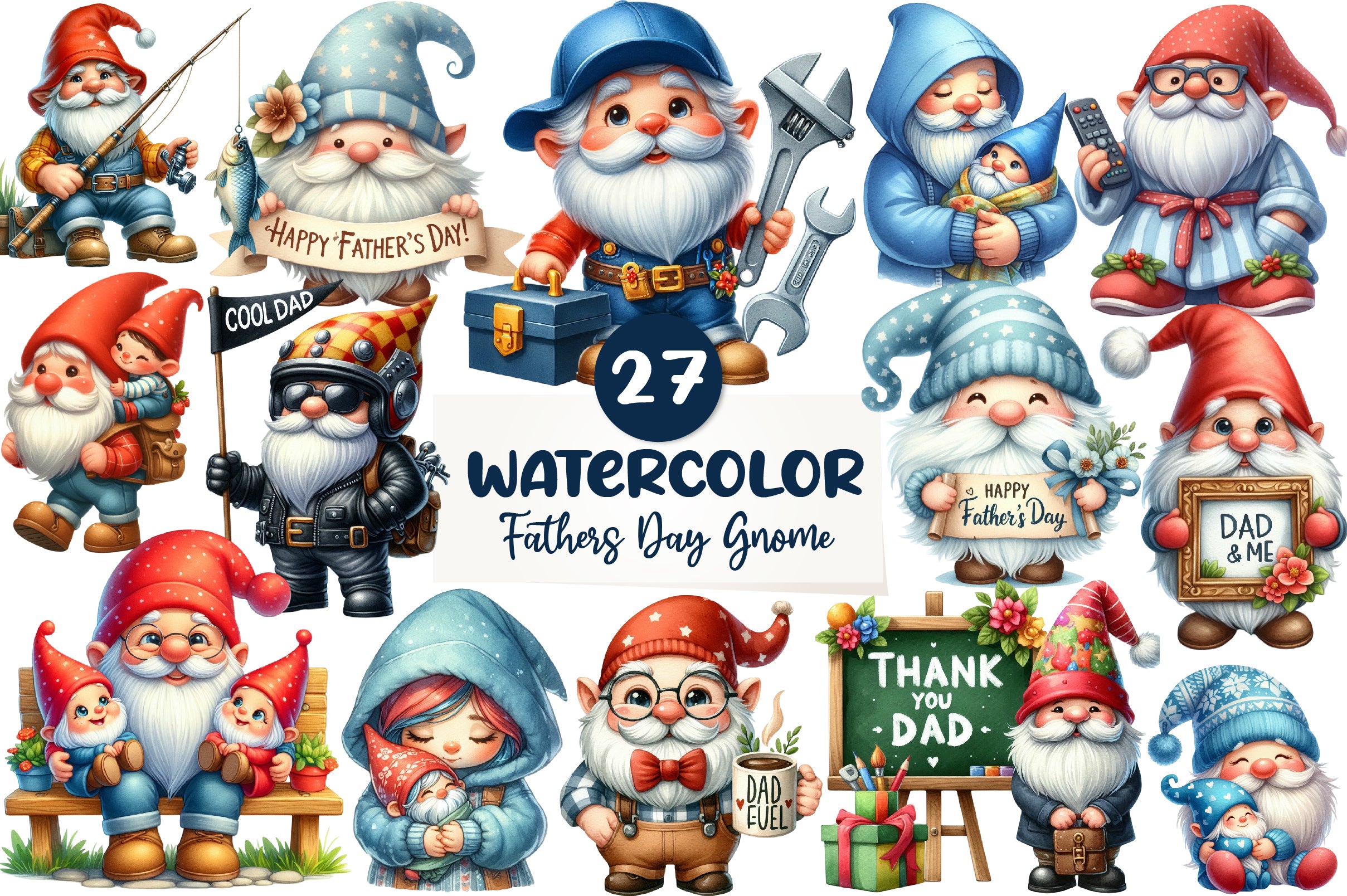 Fathers Day Gnome Clipart Bundle - CraftNest - Digital Crafting and Art