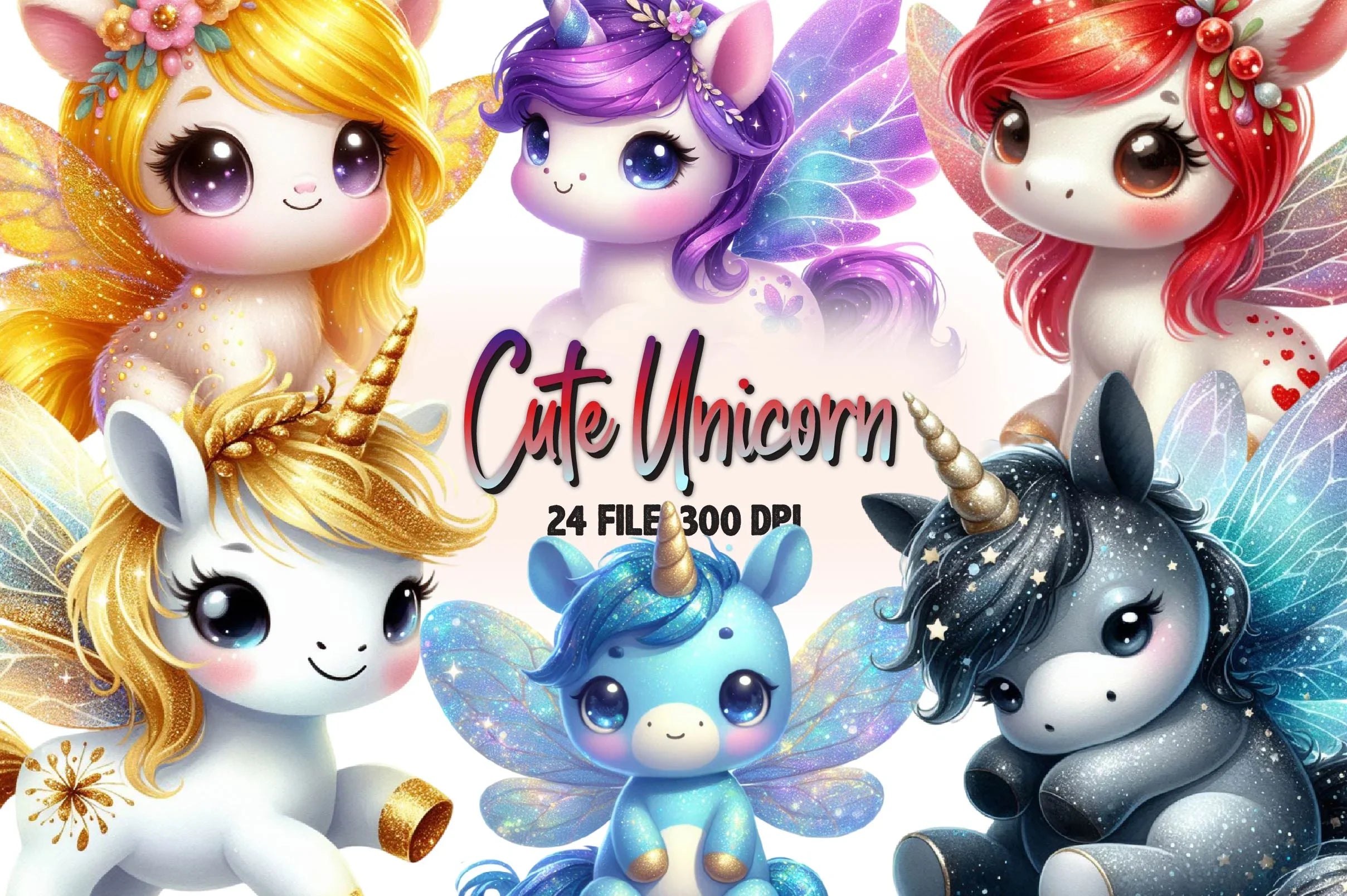 Cute Unicorn Clipart Bundle - CraftNest - Digital Crafting and Art