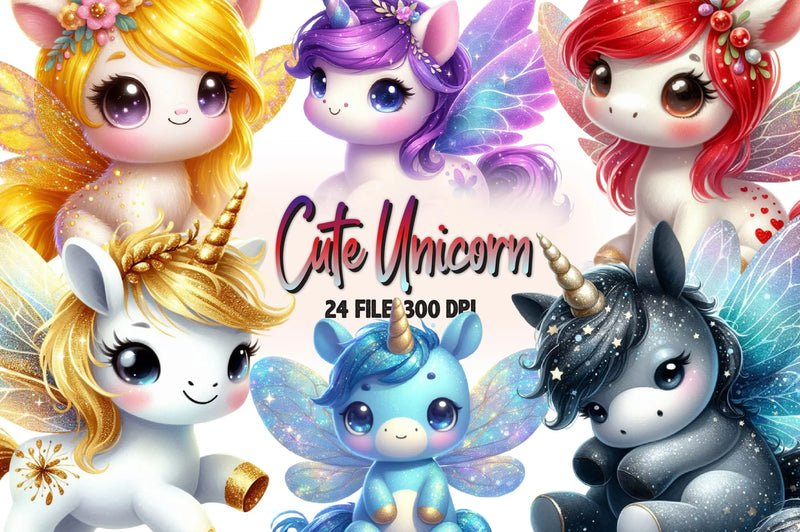 Cute Unicorn Clipart Bundle - CraftNest - Digital Crafting and Art