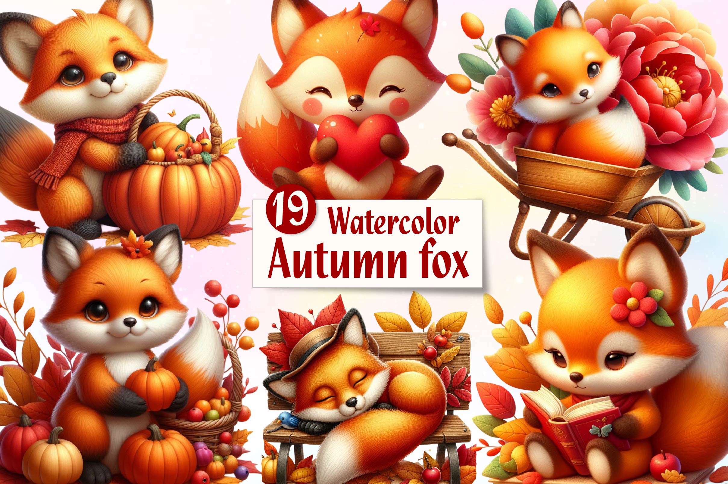 Autumn Fox Clipart Bundle - CraftNest - Digital Crafting and Art