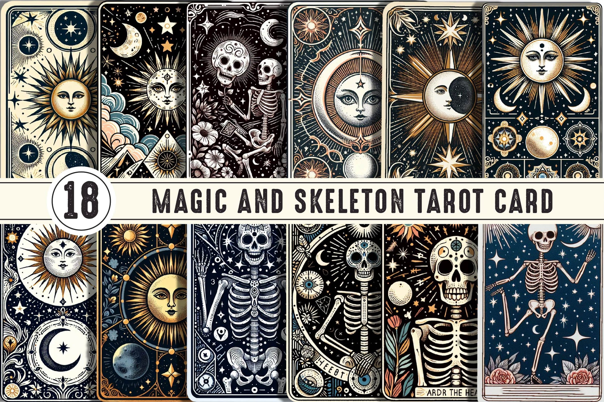 Magic And Skeleton Tarot Card Clipart Bundle - CraftNest - Digital Crafting and Art