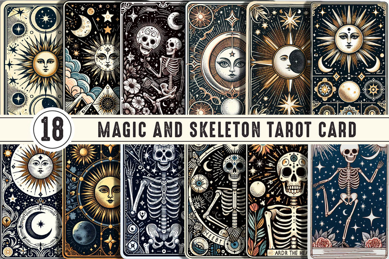 Magic And Skeleton Tarot Card Clipart Bundle - CraftNest - Digital Crafting and Art