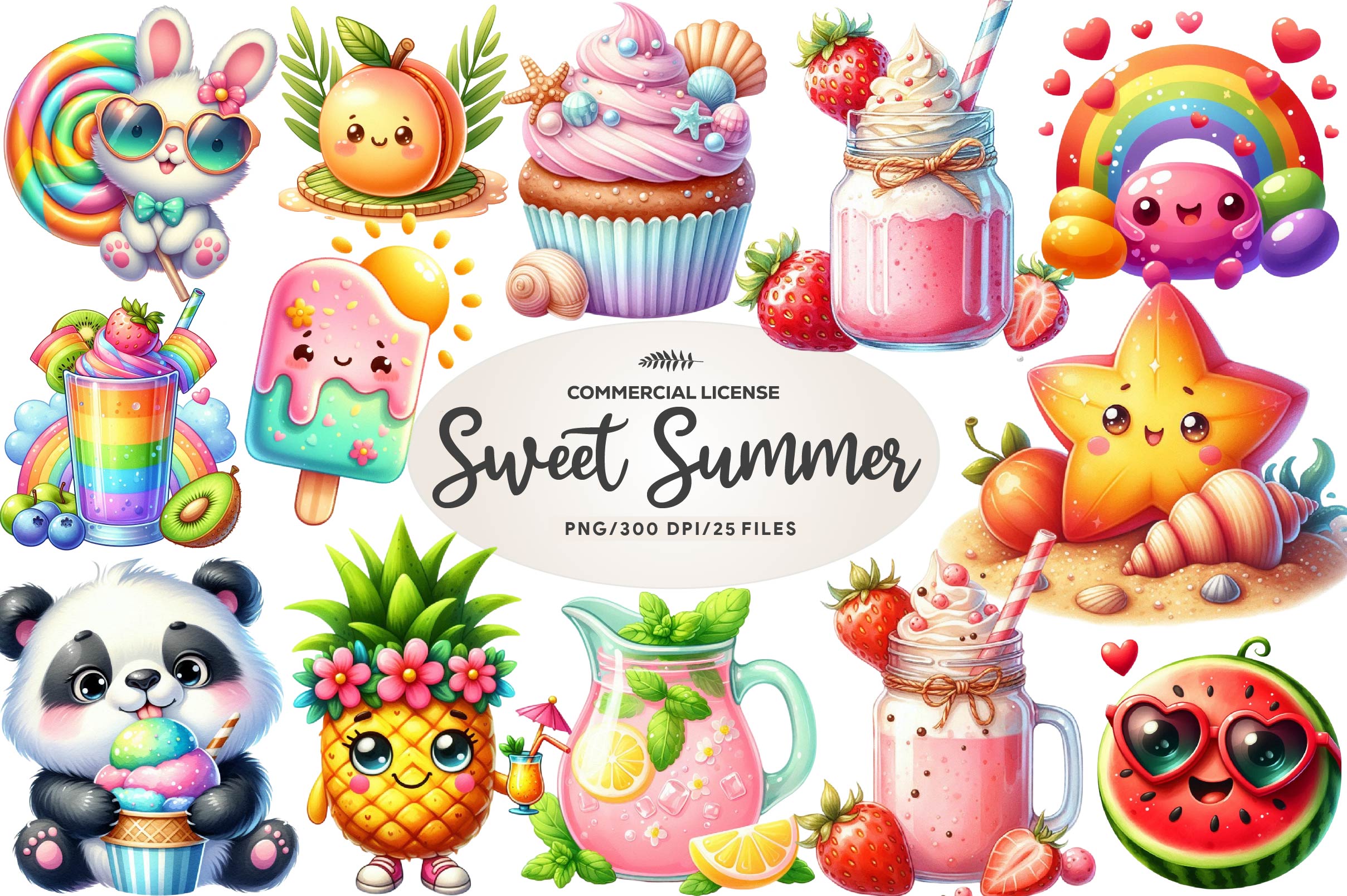 Cute Sweet Summer Clipart Bundle 1 - CraftNest - Digital Crafting and Art