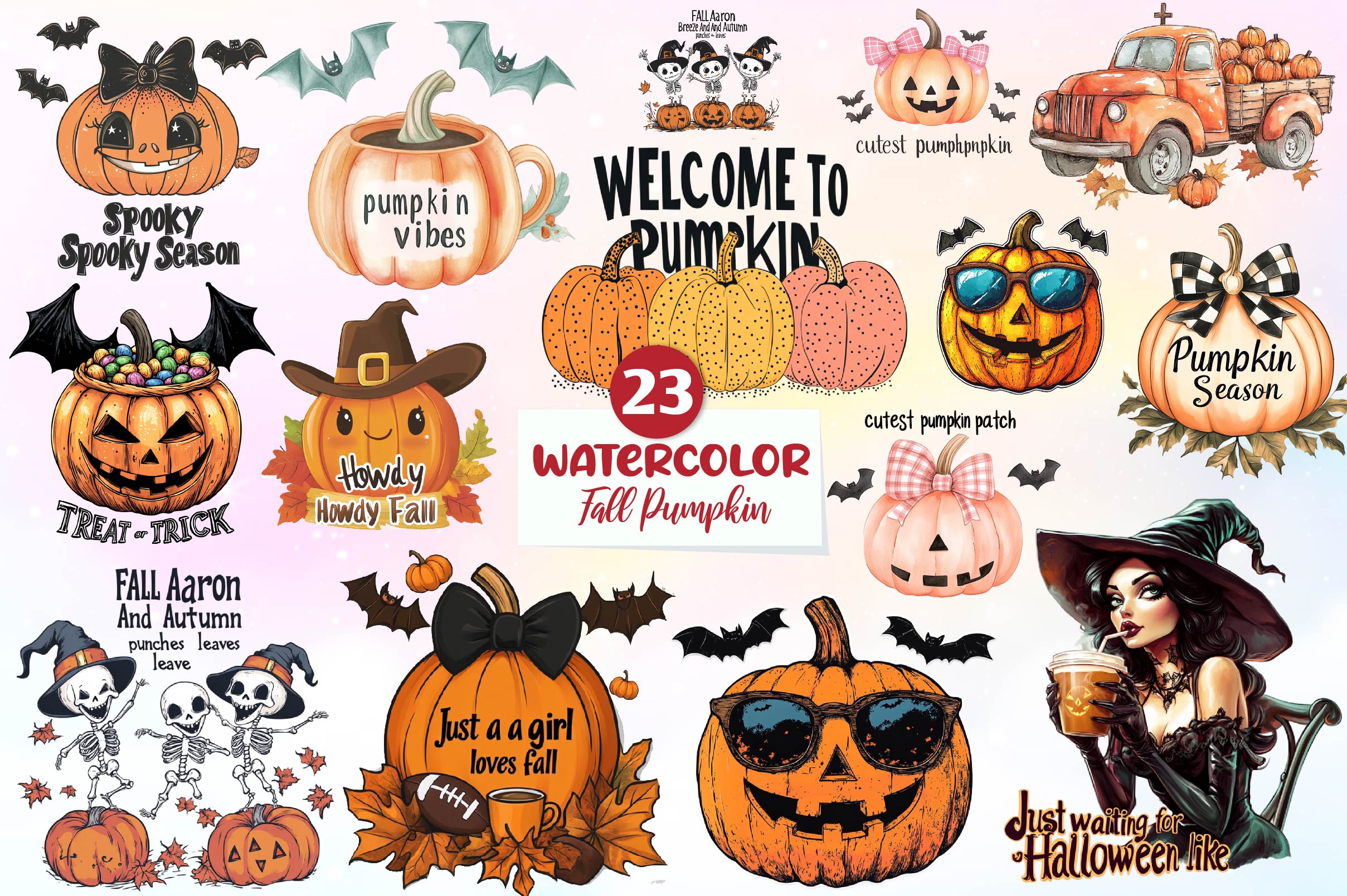 Fall Pumpkin & Halloween Pumpkin Quotes Clipart Bundle - CraftNest - Digital Crafting and Art