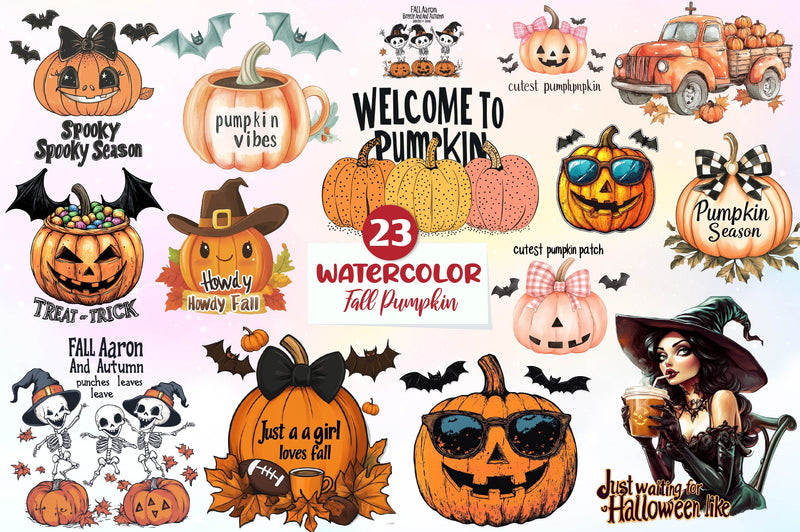 Fall Pumpkin & Halloween Pumpkin Quotes Clipart Bundle - CraftNest - Digital Crafting and Art