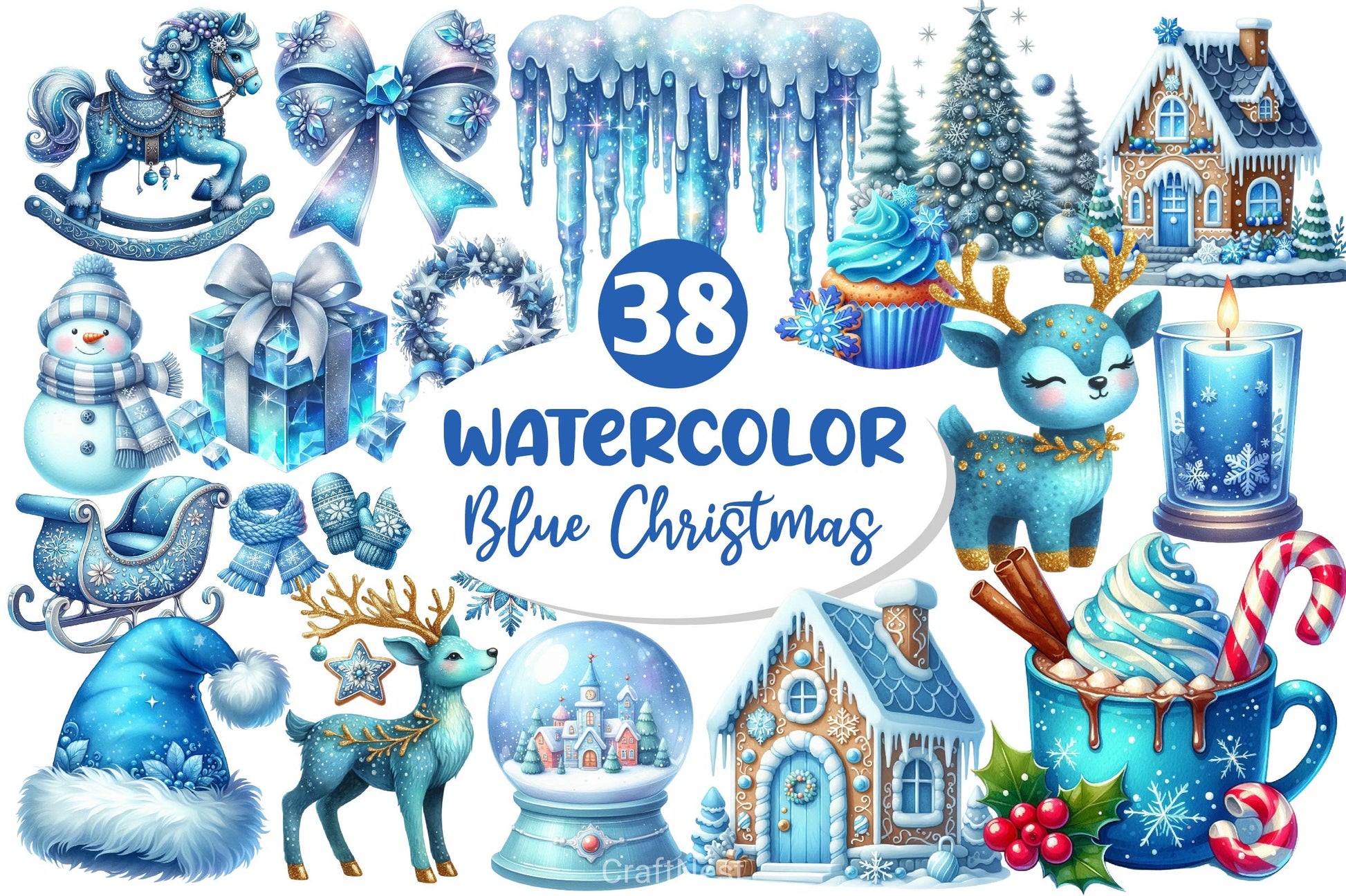 Blue Christmas Clipart Bundle 4 - CraftNest - Digital Crafting and Art