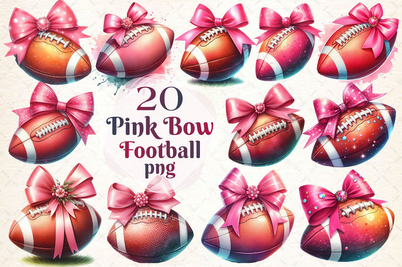 Coquette Pink Bow American Football Clipart Bundle - CraftNest - Digital Crafting and Art