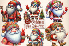 Hippie Santa Claus Clipart Bundle - CraftNest - Digital Crafting and Art