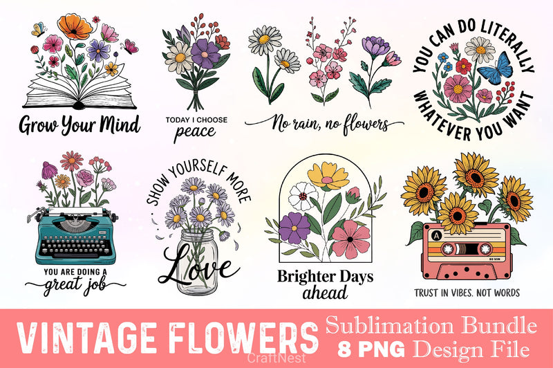 Vintage Flowers Clipart Bundle 6 - CraftNest - Digital Crafting and Art