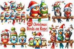 Christmas Funny Birds On Rope Clipart Bundle - CraftNest - Digital Crafting and Art