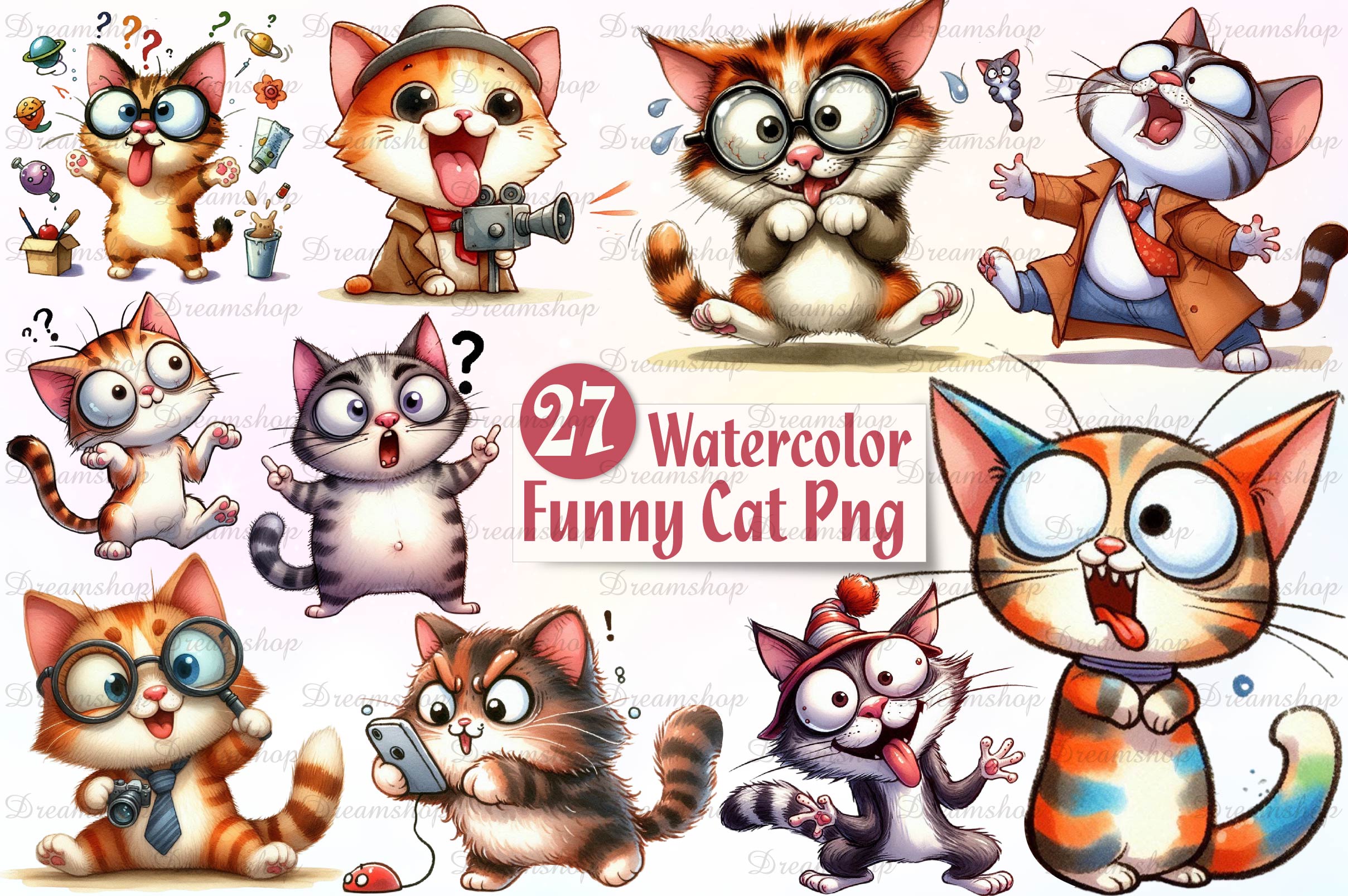 Crazy Funny Cat Clipart Bundle - CraftNest - Digital Crafting and Art