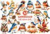 Whimsical Fall Autumn Birds Clipart Bundle