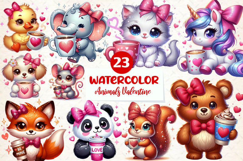 Animals Valentine Coffee Clipart Bundle - CraftNest - Digital Crafting and Art