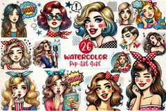 Pop Art Girl Clipart Bundle - CraftNest - Digital Crafting and Art