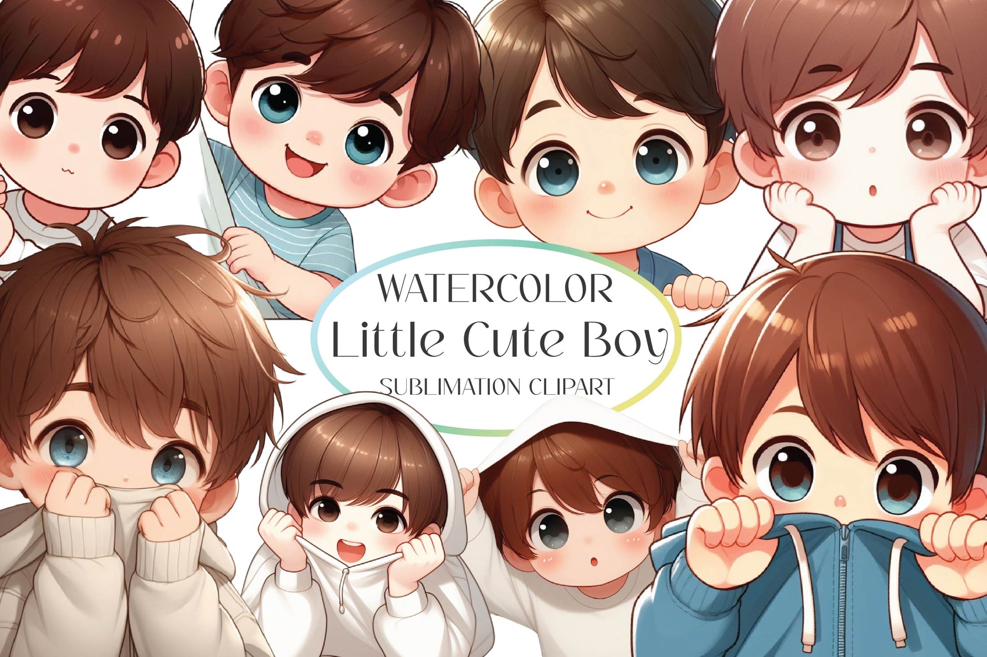 Little Cute Boy Clipart Bundle - CraftNest - Digital Crafting and Art