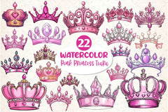 Pink Princess Tiara Clipart Bundle - CraftNest - Digital Crafting and Art