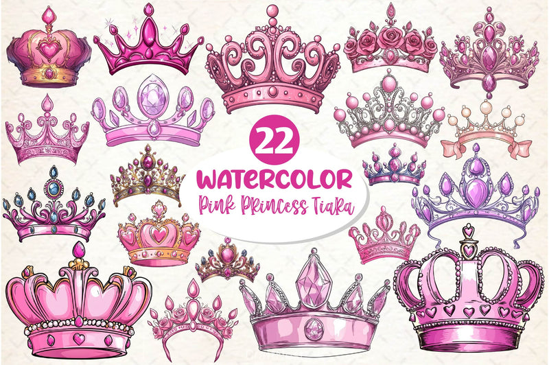 Pink Princess Tiara Clipart Bundle - CraftNest - Digital Crafting and Art
