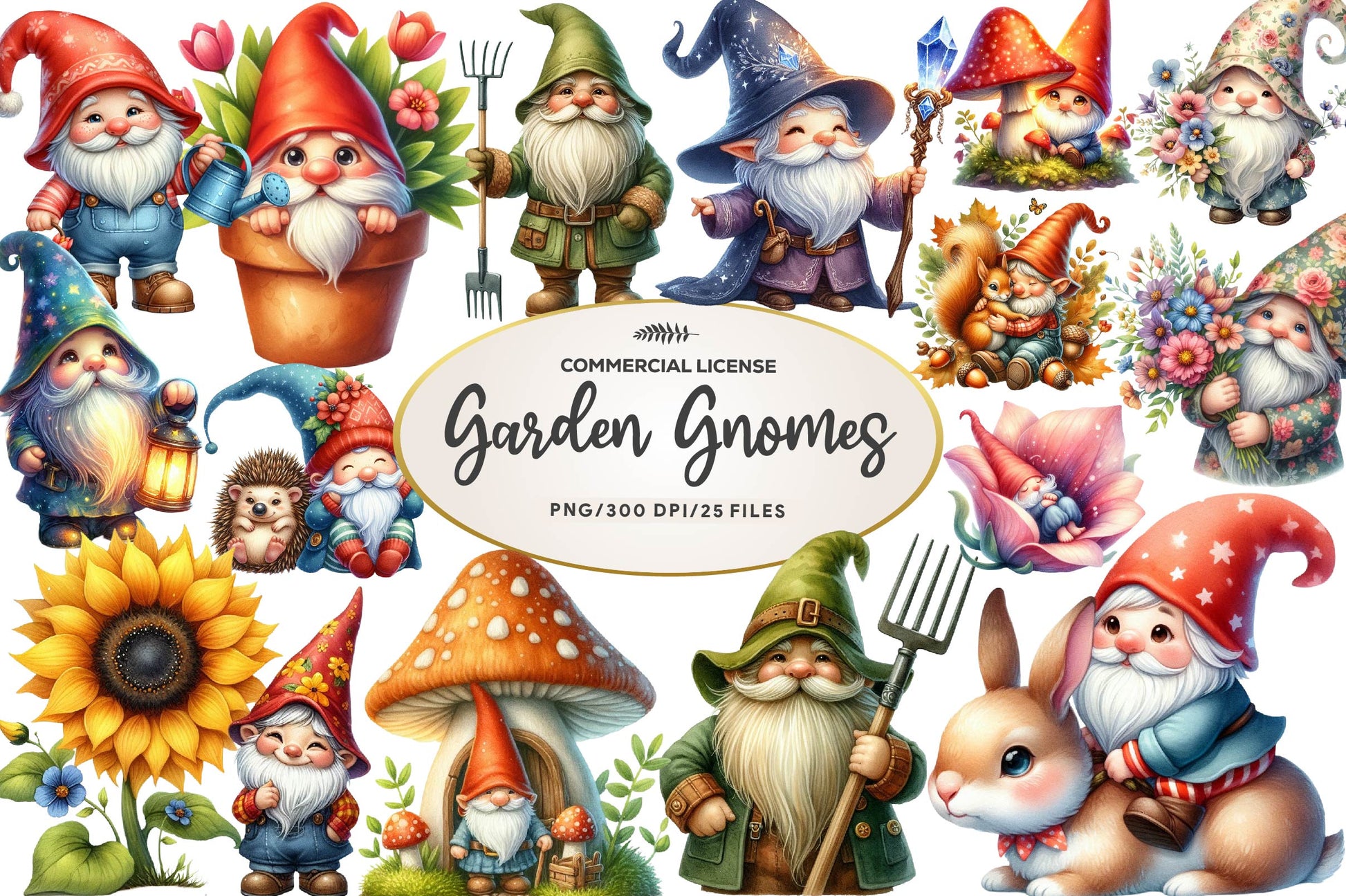 Garden Gnomes Collection Clipart Bundle - CraftNest - Digital Crafting and Art