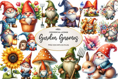 Garden Gnomes Collection Clipart Bundle - CraftNest - Digital Crafting and Art