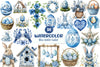 Blue Nordic Easter Clipart Bundle