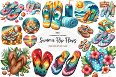 Retro Summer Flip Flops Clipart Bundle - CraftNest - Digital Crafting and Art