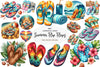 Retro Summer Flip Flops Clipart Bundle