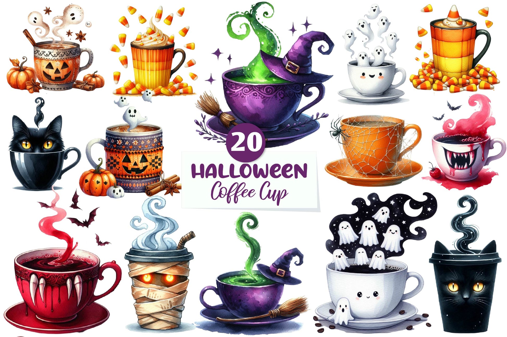 Halloween Coffee Cup Clipart Bundle 1 - CraftNest - Digital Crafting and Art