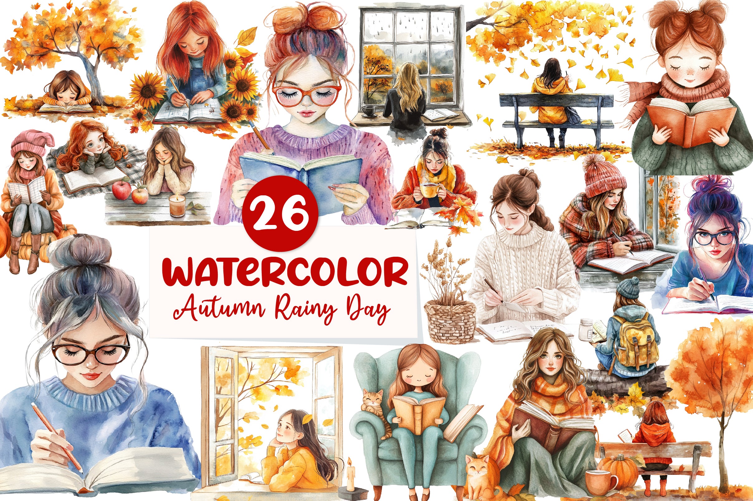 Autumn Journaling Girl Clipart Bundle - CraftNest - Digital Crafting and Art
