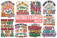 Positive Quotes Retro Flower Clipart Bundle - CraftNest - Digital Crafting and Art