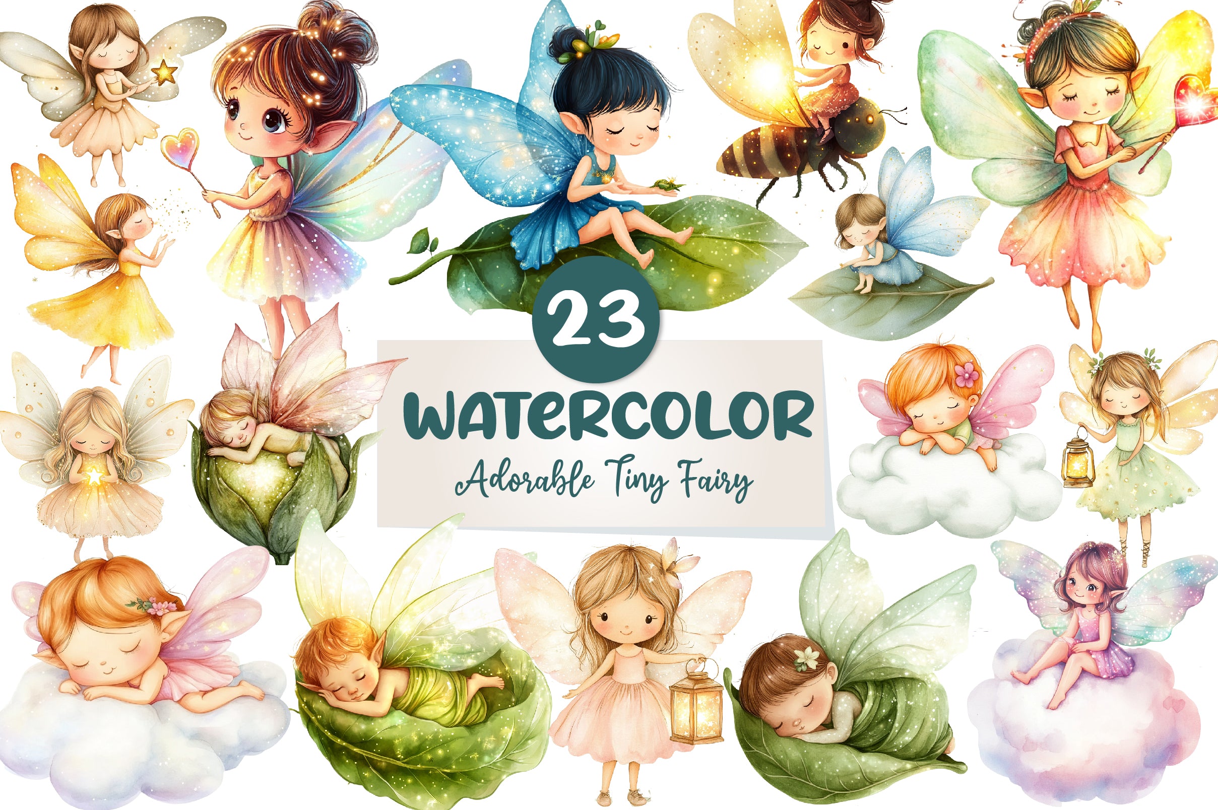 Adorable Tiny Fairy & Sparkles Clipart Bundle - CraftNest - Digital Crafting and Art