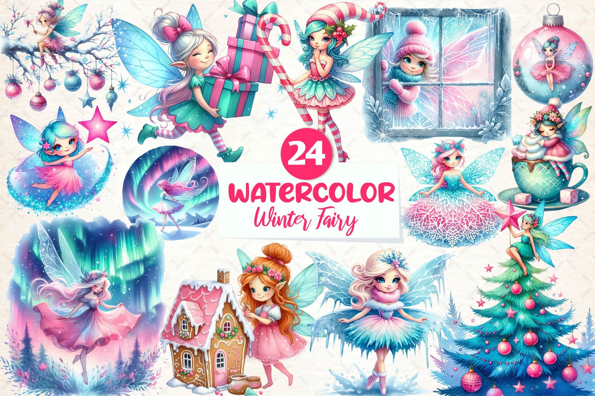 Christmas Winter Fairy Clipart Bundle - CraftNest - Digital Crafting and Art