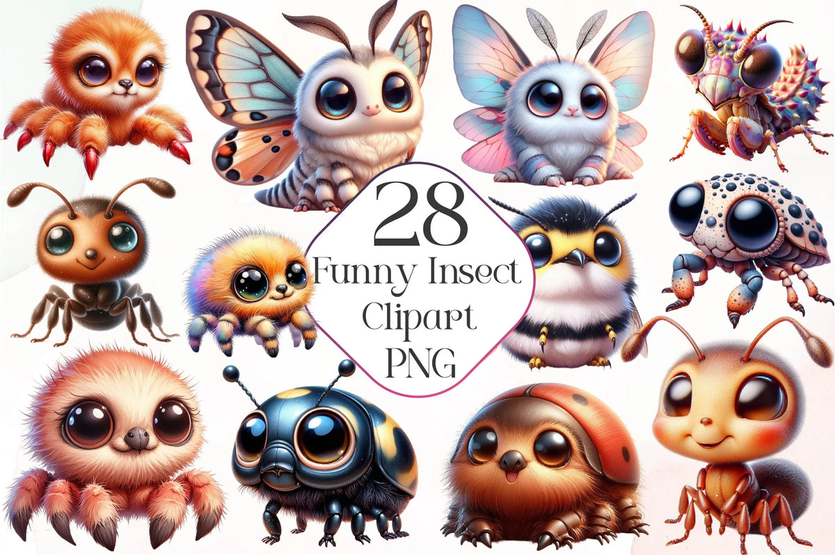 Funny Fast Insect Funny Insect Clipart Bundle