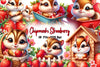 Cute Chipmunks Strawberry Clipart Bundle