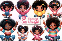 Cute Afro Girl Clipart Bundle - CraftNest - Digital Crafting and Art