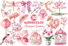 Pink Chinoiserie Summer Clipart Bundle 2