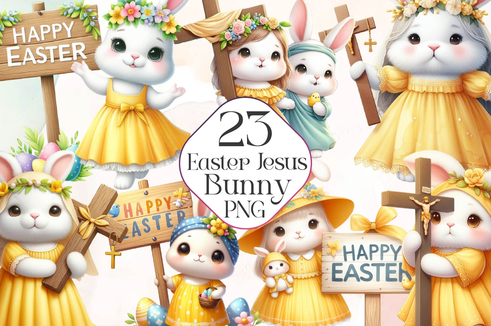 Bunny Jesus Clipart Bundle - CraftNest - Digital Crafting and Art
