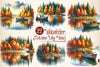 Autumn Lake View Clipart Bundle
