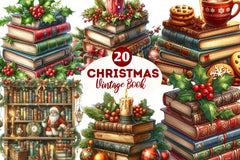 Vintage Book Christmas Clipart Bundle - CraftNest - Digital Crafting and Art